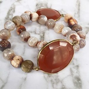 Agate Gemstone Beaded Stretch Bracelet-mSs Designs